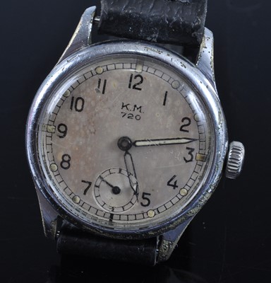Lot 244 - A WW II Festa German Kriegsmarine wristwatch,...