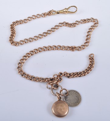 Lot 1222 - A yellow metal curblink watch chain, unmarked...