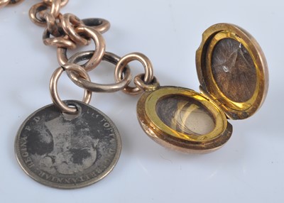 Lot 1222 - A yellow metal curblink watch chain, unmarked...