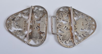 Lot 2641 - A Victorian style silver belt buckle, each...