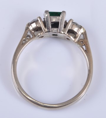 Lot 2651 - An 18ct white gold, emerald and diamond...