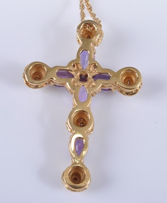 Lot 2658 - An 18ct yellow gold, amethyst and diamond...