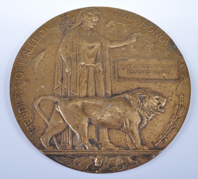 Lot 258 - A WW I bronze memorial plaque, naming...