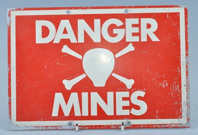 Lot 9 - A Falklands Danger Mines sign, of tin...