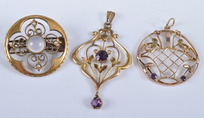 Lot 2700 - A 9ct two-colour gold and amethyst set...