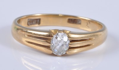 Lot 2689 - An 18ct gold diamond solitaire ring, the oval...