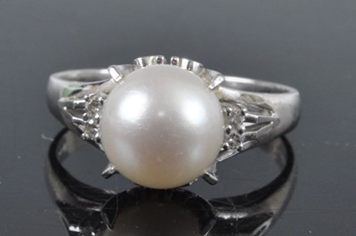 Lot 2706 - A contemporary platinum, cultured pearl and...
