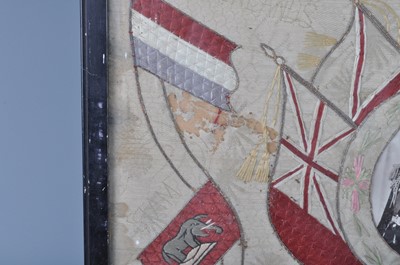 Lot 184 - The Queens Royal Regiment, a needlework panel...