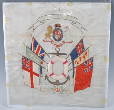 Lot 184 - The Queens Royal Regiment, a needlework panel...
