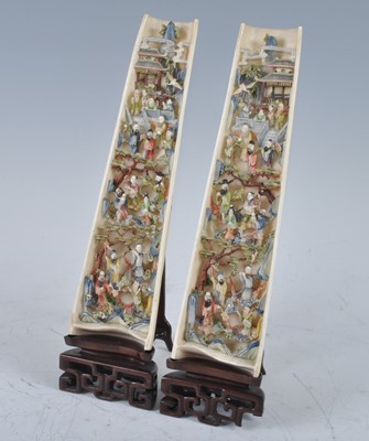 Lot 397 - A pair of late 19th century ivory wrist rests,...