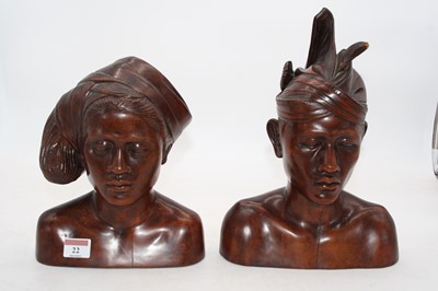 Lot 22 - A pair of 20th century North African carved...