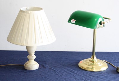 Lot 66 - A lacquered brass desk lamp, having adjustable...