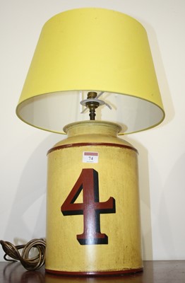 Lot 74 - A modern Toleware type table lamp from Woolpit...