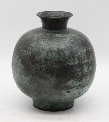 Lot 78 - A bronze alloy vase, of squat circular form, h....