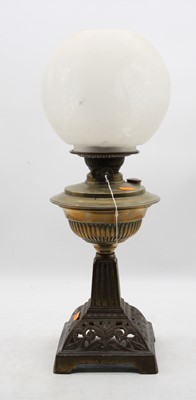 Lot 83 - A Victorian oil lamp, having opalescent...