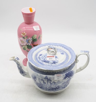 Lot 111 - A Victorian teapot, blue and white transfer...