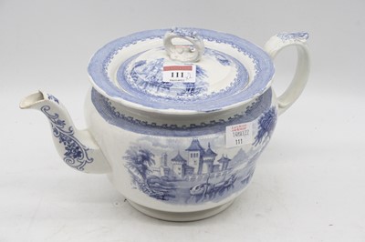 Lot 111 - A Victorian teapot, blue and white transfer...