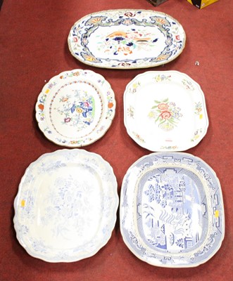 Lot 123 - A Victorian blue and white meat plate,...