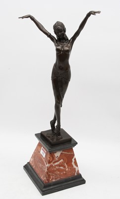 Lot 153 - After Chiparus - an Art Deco style bronzed...