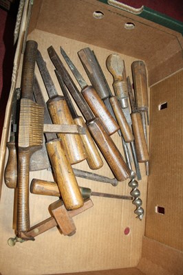 Lot 167 - Two boxes of assorted woodworking tools to...