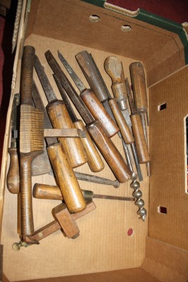 Lot 167 - Two boxes of assorted woodworking tools to...