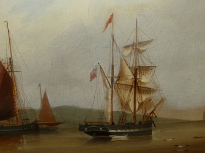Lot 1043 - J.A. Hakes - Masted vessels on the estuary,...