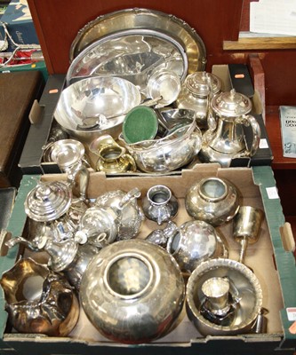 Lot 269 - Two boxes of silver plated wares, to include...