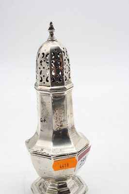 Lot 259 - A George V silver sugar sifter, of octagonal...