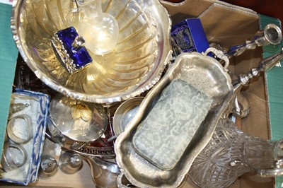 Lot 276 - Two boxes of silver plated wares, to include a...