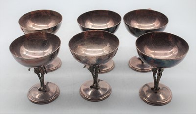 Lot 263 - A set of six Sheffield silver plated goblets,...