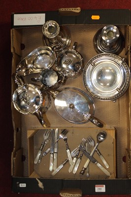 Lot 280 - A box of silver plated wares, to include table...