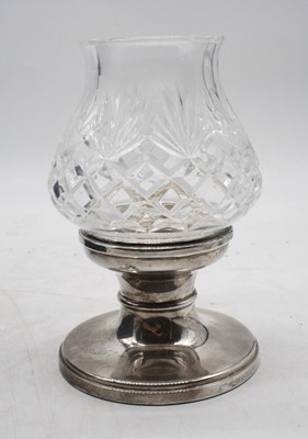 Lot 266 - A modern silver and cut glass lamp, height...