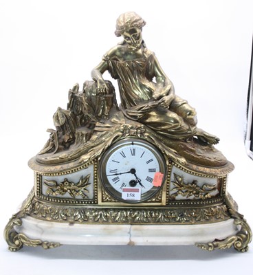 Lot 158 - A 19th century figural brass mantel clock, the...