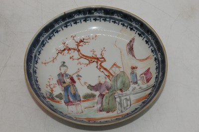 Lot 213 - An 18th century porcelain dish, depicting...