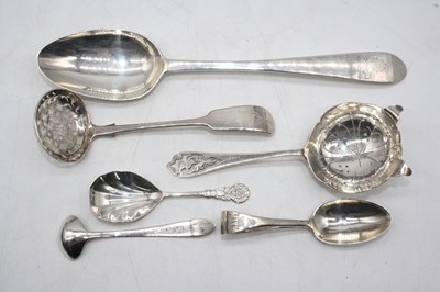 Lot 291 - An 18th century silver serving spoon; together...