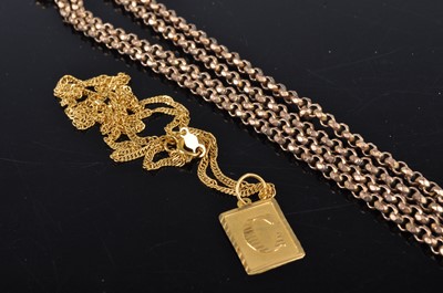 Lot 345 - A yellow metal finelink neck chain with...