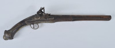 Lot 252 - A 19th century Turkish flintlock pistol,...
