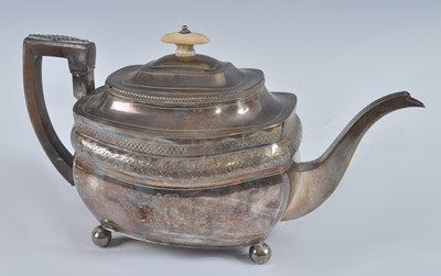 Lot 1071 - A George III silver teapot, of shaped...