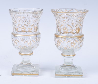 Lot 1047 - A pair of circa 1820 cut glass goblets, each...