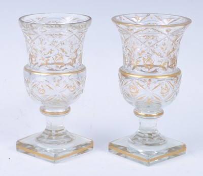 Lot 1047 - A pair of circa 1820 cut glass goblets, each...
