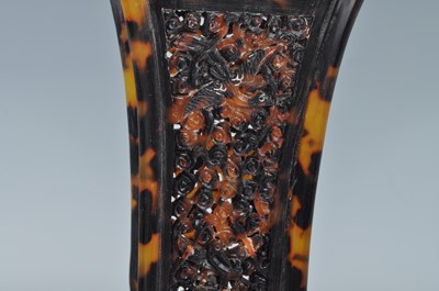 Lot 1278 - A circa 1900 Chinese carved tortoiseshell vase,...
