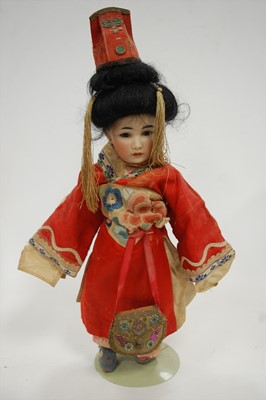 Lot 1263 - A Simon & Halbig Oriental bisque head doll,...