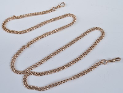Lot 1223 - A 9ct gold curblink long watch chain, with...