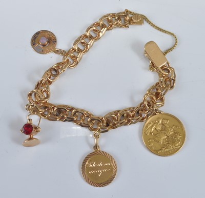 Lot 1127 - An 18ct gold flat double curblink bracelet...