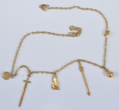 Lot 1128 - A continental yellow metal finelink necklace,...