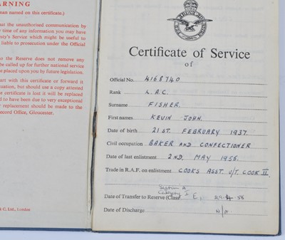 Lot 49 - A post WW II RAF Certificate of Service and...