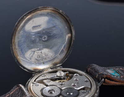 Lot 108 - A WW I Rolex silver cased trench watch, the...