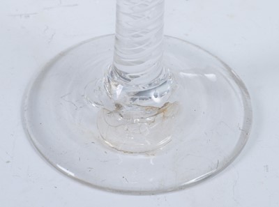 Lot 1039 - A circa 1765 wine glass, the lipped and basal...