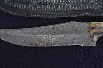 Lot 330 - A hunting knife, having a 15cm Damascus Bowie...