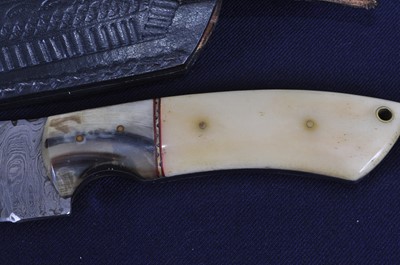 Lot 330 - A hunting knife, having a 15cm Damascus Bowie...